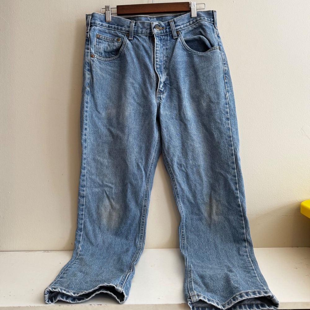 Carhartt Men's Light Wash Jeans 34x32 100% Cotton Workwear Distressed Fall